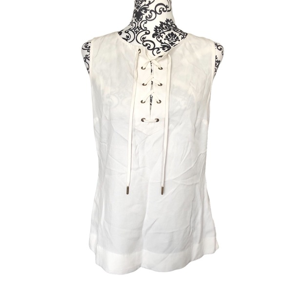 Banana Republic Tencel Lyocell Sleeveless Lace-up Shirt - Picture 1 of 8